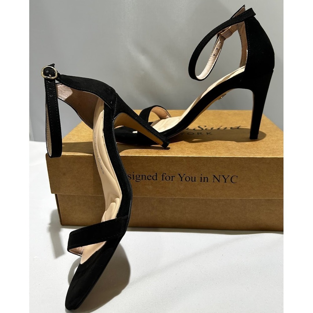 Antonia Saint NY Tina Party Stiletto Black Ultra‎ Suede, Size 10.5 - Picture 7 of 10